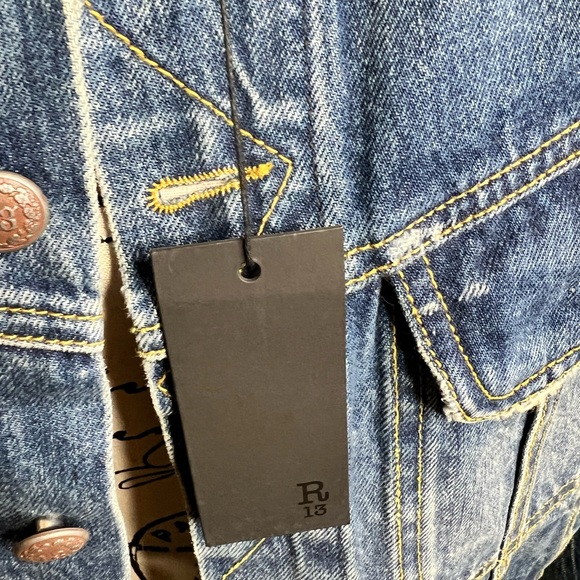 R13 Mia Trucker Cropped Denim Jacket - Picture 7 of 8
